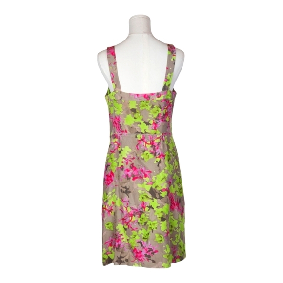 Banana Republic Silk Cotton Floral Dress Pink Green Sleeveless Size 8 - Picture 6 of 10